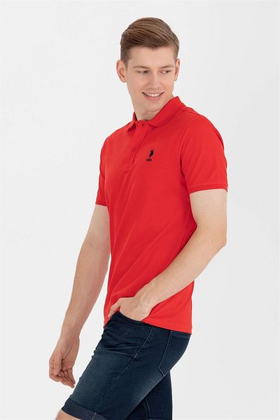 U.S. Polo Assn. Men's Red Polo Neck Basic T-shirt