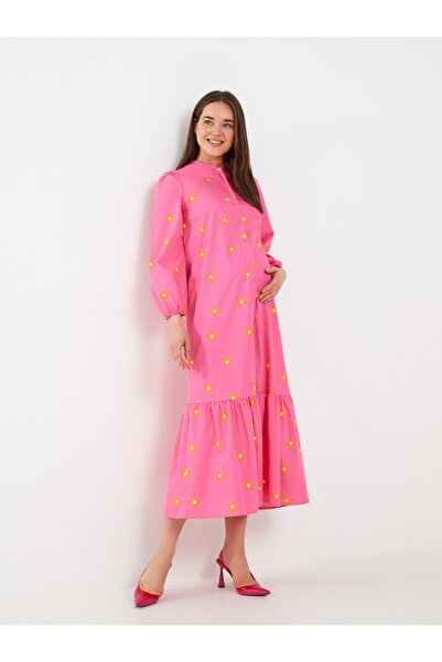 LC Waikiki Φόρεμα εγκυμοσύνης με μακρυμάνικο εμπριμέ γιακά