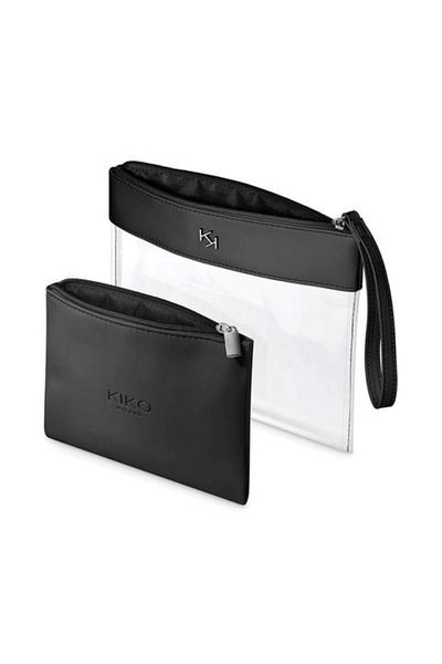 Kiko Transparent Beauty Case 001 - Transparent Makeup Bag, Modern Design, Black826334