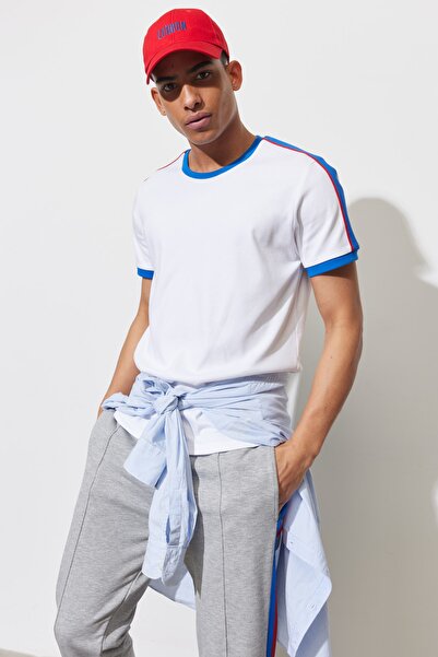 AC&Co / Altınyıldız Classics Ανδρικό μπλουζάκι με στενή κοπή με λαιμόκοψη 100% βαμβάκι