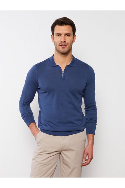LC Waikiki Dünner Strickpullover mit Polokragen und langen Ärmeln für Herren