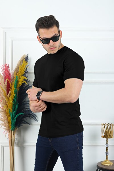 Kozik Tricou unisex pentru bărbați, uni, cu gât crew, slim-fit, 100% bumbac, tricou unisex de bază