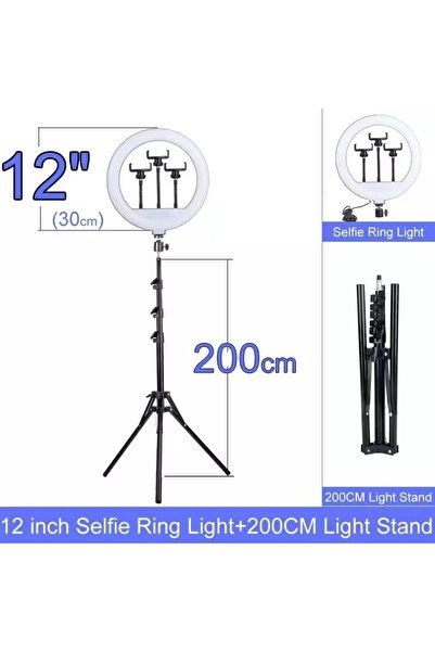 fortrek Ring Fill Light Led Işıklı Tripod 12 Inç Halka Youtuber Tiktok Makyaj...