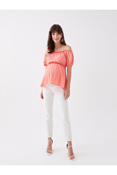 LC Waikiki LCW csónaknyakú, egyenes, rövid ujjú kismama blúz