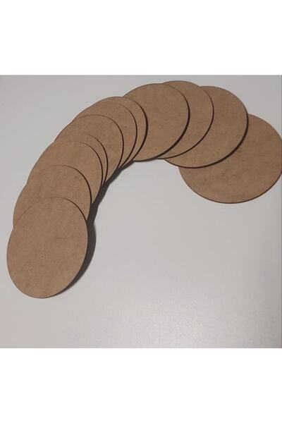 Afsinlazertasarim 6 Pieces Raw MDF Plate 10 Cm Round 3 Mm Wood