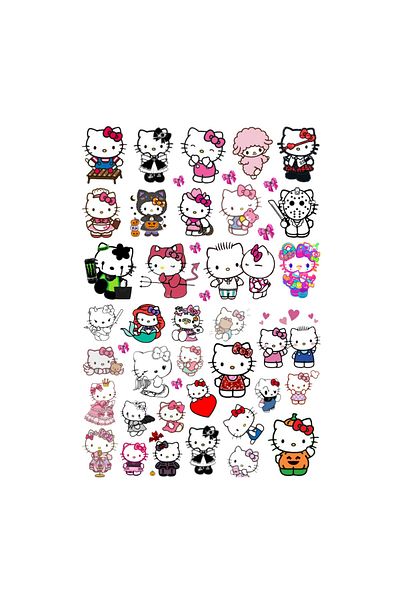 Ororabutik Σετ αυτοκόλλητων Hello Kitty Kawaii με 44 - Σετ αυτοκόλλητων γλυκών Scrapbook Bullet Journal