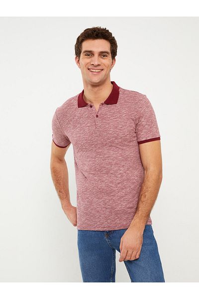 LC Waikiki Kurzärmliges, gemustertes Piqué-Herren-T-Shirt mit Polokragen