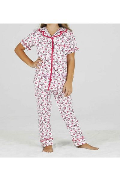 MODASEÇ Cotton Girl's White Colored Pajama Set