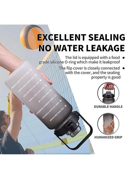 BEYZANA Premium Black Motivational Water Bottle Water Bottle 2l Tritan Gym Water Bottle Bpa Free Water Bottle