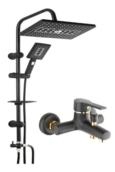 MOONSHOP Duş Seti Batarya Takımı, Siyah Tepe Yağmurlama Robot Duş Seti