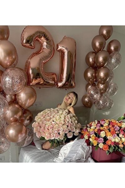 MFM Party 21 Year Old Number Rose Foil Balloon Set
