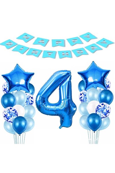 DÜVENCİ TİCARET Çıtıpıtıstore Lüks Mavi Doğum Günü Balon Set