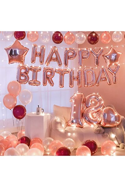DÜVENCİ TİCARET Çıtıpıtıstore Lüks 18 Yaş Happy Bırthday Doğum Günü Balon Set