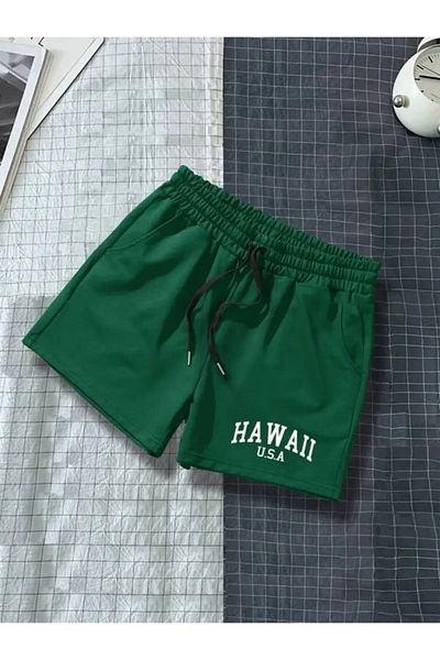 trendgar Hawaii USA Printed Green Shorts