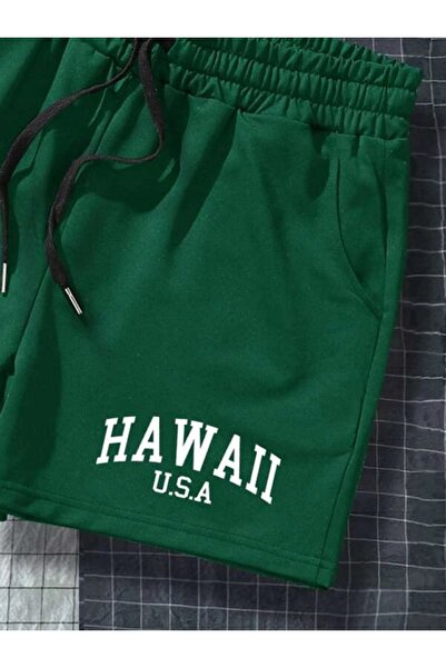 trendgar Hawaii USA Printed Green Shorts