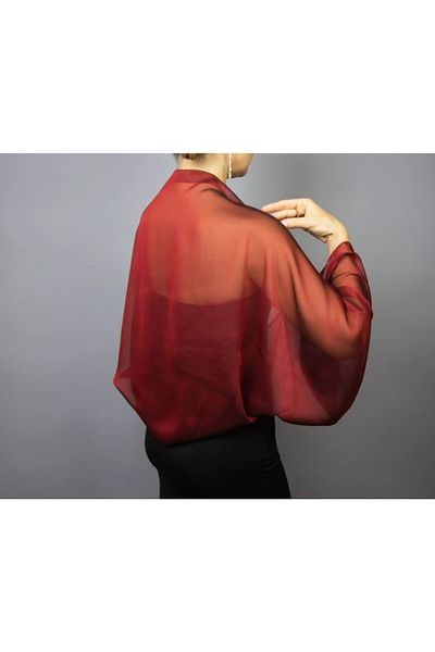 es moda shop Amylee Chiffon Shawl Bolero Claret Red