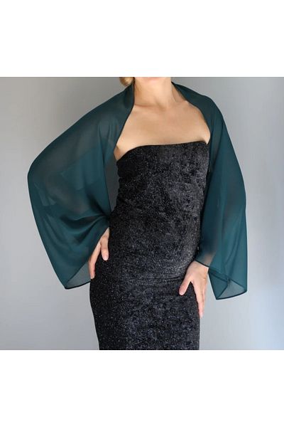 es moda shop Amylee Chiffon Shawl Bolero Emerald
