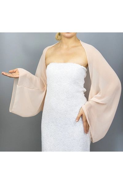es moda shop Amylee Chiffon Shawl Bolero Peach
