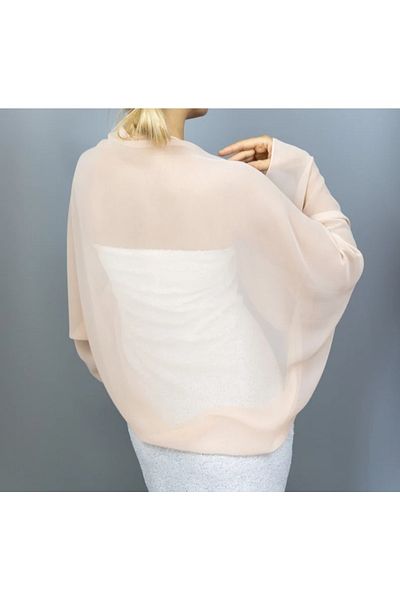 es moda shop Amylee Chiffon Shawl Bolero Peach
