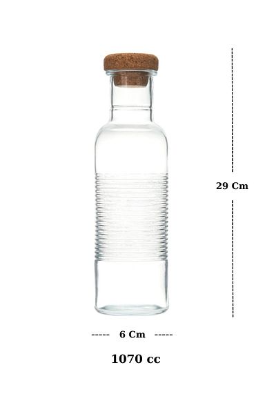 Paşabahçe Tin Can 7-Piece Water and Soft Drink Set (6 Soft Drink Glasses & 1 Bottle with Cork Cap)