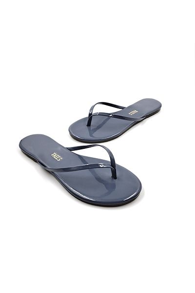 Tkees Classic Women's Smoked Gray Patent Leather Flip Flops