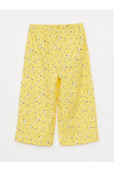 LC Waikiki Gemusterte Caprihose aus Popeline für Mädchen mit elastischem Bund