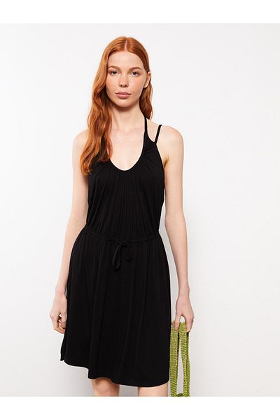 LC Waikiki Lcw Dream U-Kragen Strap Damen Strandkleid