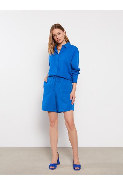 LC Waikiki Plátěné těhotenské šortky s elastickým pasem a břišním panelem a plochými kapsami