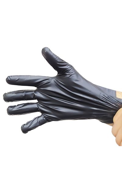 Floraplast M Size Powderless Black Elastic Gloves 100pcs