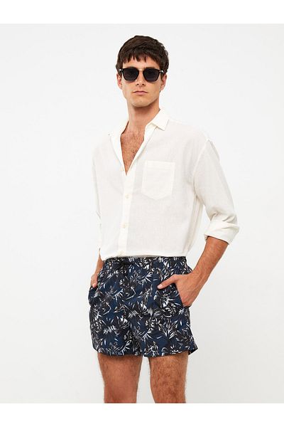 LC Waikiki Gemusterte Herren-Badeshorts in kurzer Länge