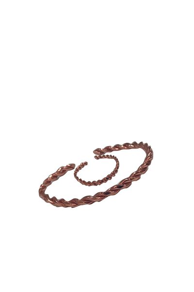 KAVELE 100% Pure Copper Twisted Ring Set Bracelet Unisex