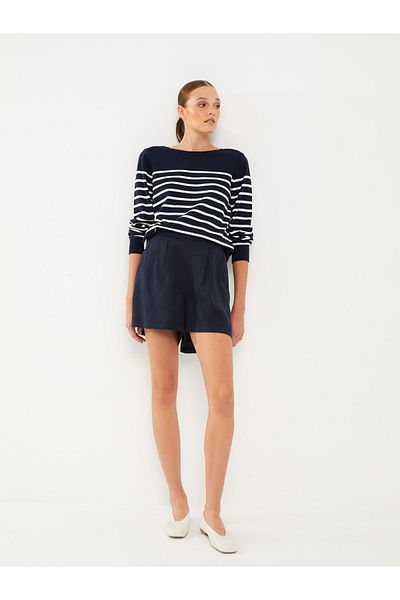 LC Waikiki Standard Fit Plain Linen Women's Shorts with Elastic Waist