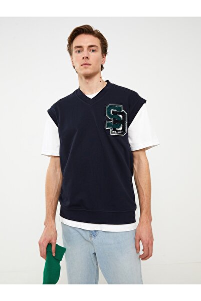 LC Waikiki V Yaka Kolsuz Baskılı Erkek Sweatshirt