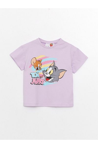 LC Waikiki Crew Neck Short Sleeve Tom and Jerry Printed Baby Girl T-Shirt and Shorts Set of 2