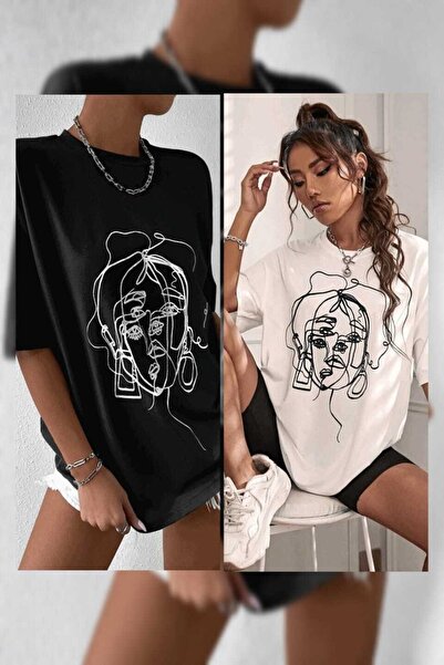 blackbonds تي شيرت أسود كبير الحجم للوجه الأبيض
