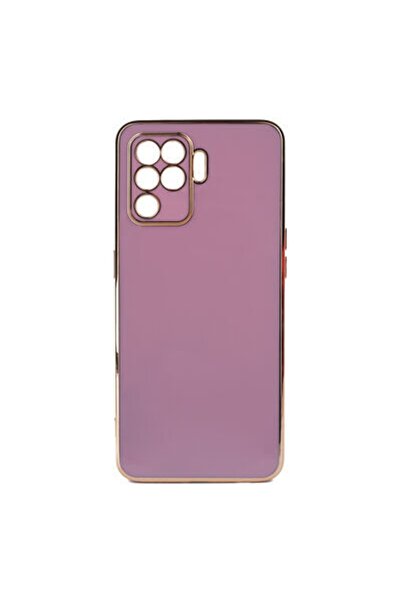 Rivor Oppo Reno 5 Lite Uyumlu Kılıf Parlak Kenarlı Altın Işlemeli Kamera Koru...