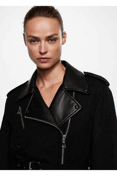 MANGO Woman Wool Biker Jacket