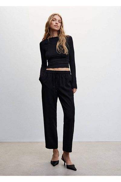 MANGO Woman Lace-up Draped Trousers