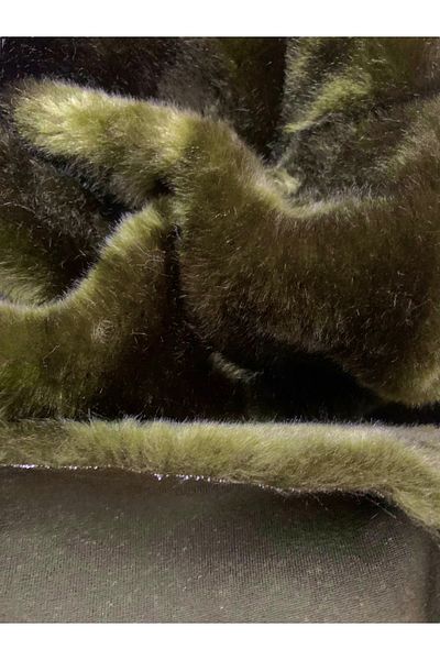 PLUSH STUDIO Zp-toscana/rabbit 1300gr Soft Woven Khaki Green Plush Fabric 50x150 Cm Textile, Home Textile