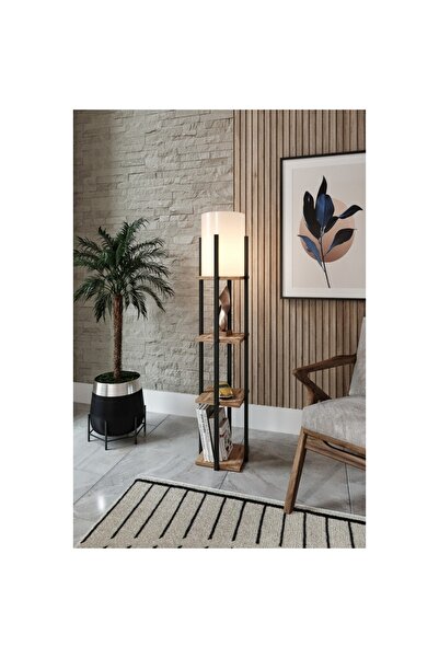 İMZA HOME Dekoratif Siyah Renkli Raflı Modern Lambader