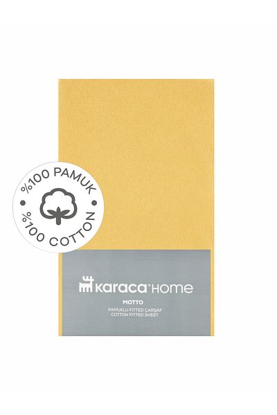 Karaca Home Motto Combed Cotton Fitted Bed Sheet Double 160x200+30 Cm Mustard