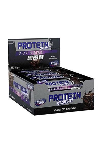 Muscle Station Supreme Crunchy Protein Bar 40 gr 24 Adet Bitter Çikolatalı