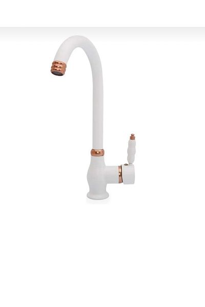 İSAOĞLU YAPI Copper White Kitchen Faucet Korto White Sink Faucet Bronze Kitchen Faucet