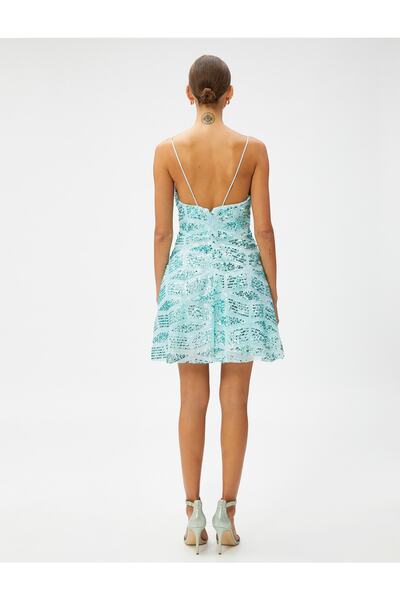 Koton Βραδινό φόρεμα με παγιέτες με μίνι τιράντες