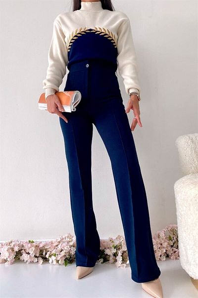 Sands Tekstil High Waist Flare Leg Woven Trousers