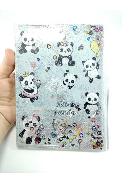 Ennea Art Caiet cadou A5, cu sclipici și transparent, cu tema panda, cadou pentru începutul școlii