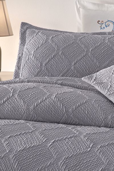 Puffy Julian Double Bedspread Set - Smoked