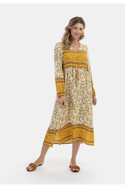 USHA FESTIVAL summer dress with floral print carnea