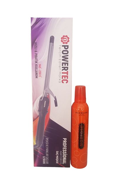 POWERTEC H Tr-11 Black Curling Iron 11 Mm + Morfose Hair Foam Ultra Hard Orange 350 Ml