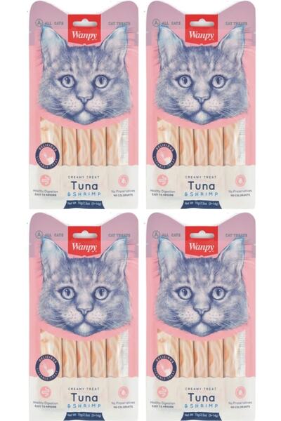 Wanpy Ton Balığı - Karides Sıvı Kedi Ödül Maması 5x14 Gr. (4 Adet)